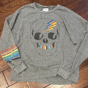 Lauren moshi Gray Skull Graphic Crewneck Sweater